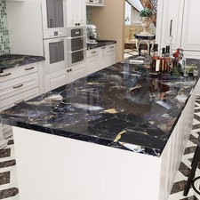"Blue Gem Marble Contact Paper Self Adhesive Wallpaper Peel and Stick Countertop