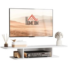 Image of HOMCOM Wall Mounted TV  Stand Entertainment Unit with Storage Shelf, White