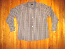 Vintage Wrangler Size 2XL Gray/White Check White Pearl Snap Western Cowboy Shirt