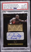 2022 Floyd Mayweather Jr. 1/1 Auto Patch Cracked Ice PSA 6 Auto 10 Gem Garnet
