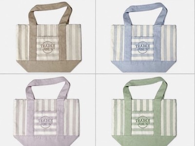 NWT Trader Joe's Striped Canvas Mini Tote Set of 4 Summer 2026