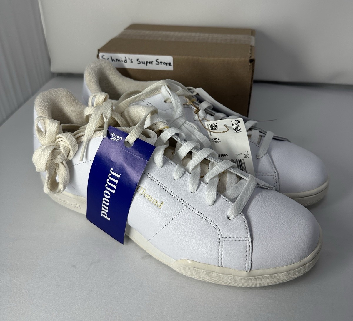 シクフォニ LAN 白JJ Reebok x JJJJound NPC II Shoes Cream White Leather Men's Size 11