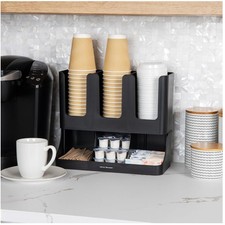 Black Coffee Station Organizer, 6-Compartment Holder