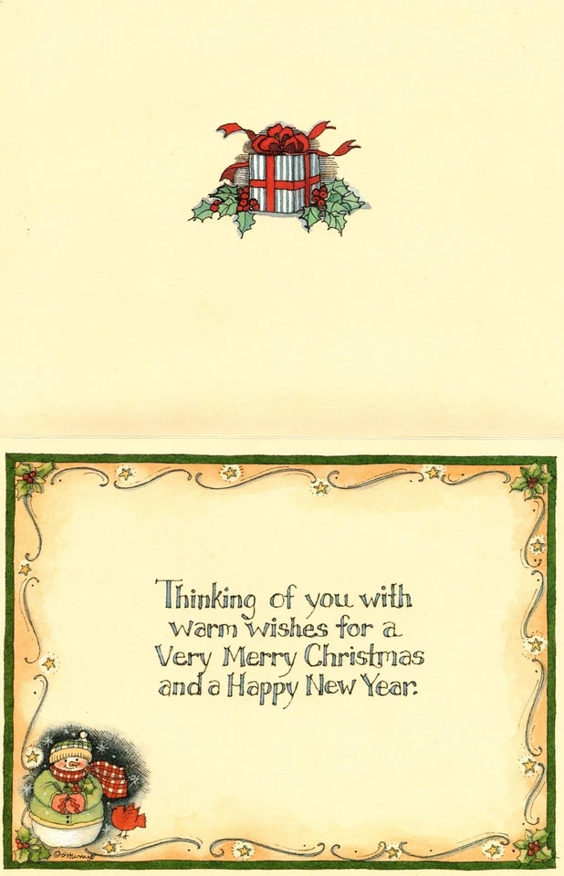 Merry Christmas Snowman Heart Hearts Susan Winget Lang Greeting Cards Set of 4 - Image 2 of 3