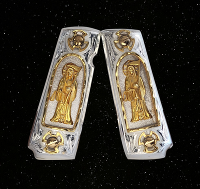 Santa muerte mexican Cachas Silver 24k gold Plated Premium 1911