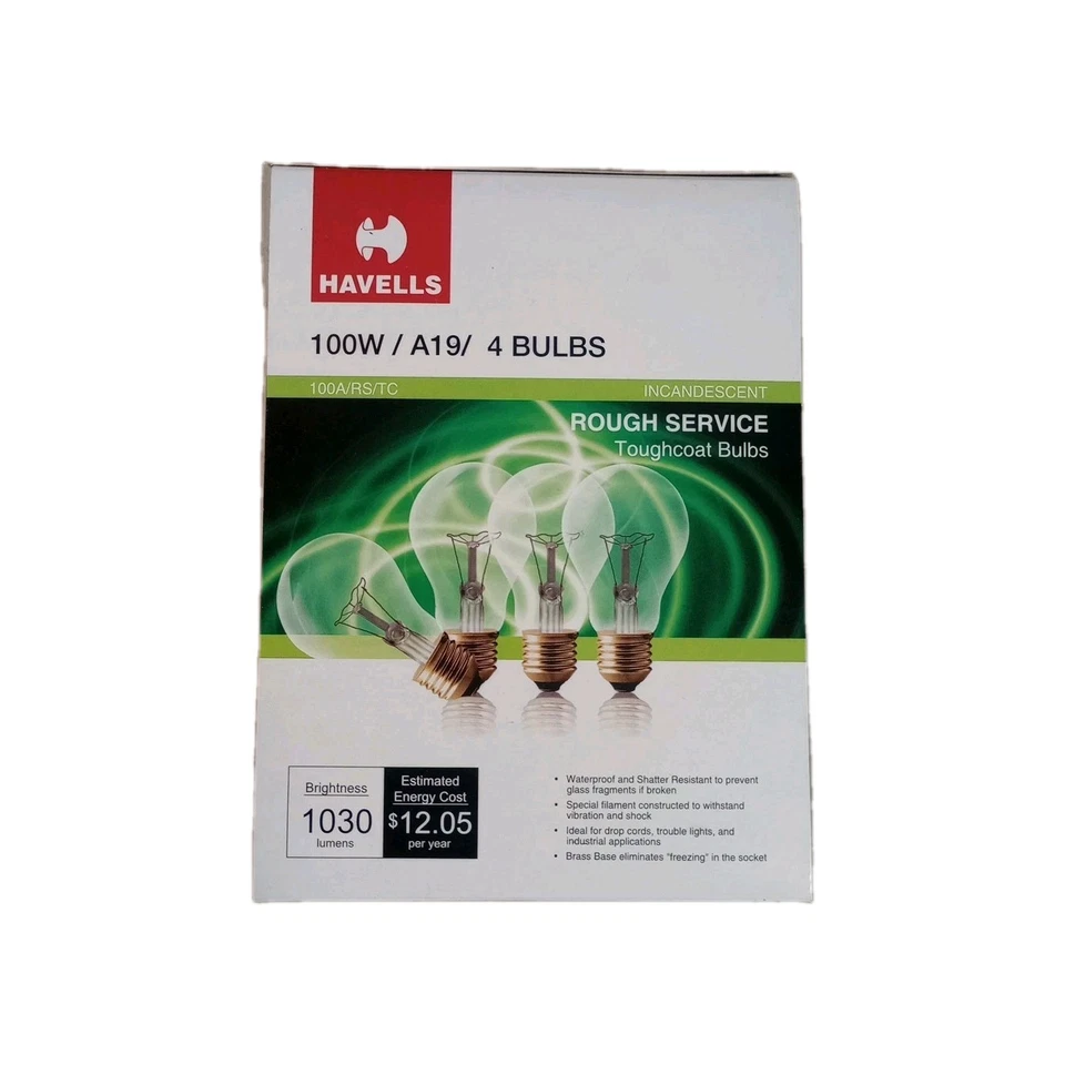 100 Watt Clear Rough Service Bulbs - 4 Pack Coated Shatter Resistant Ceiling Fan - Image 2 of 4