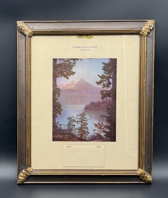 Vintage Framed 1920s Adelaide Hiebel Calendar Print The Silver Dawn, MA Bank Ad
