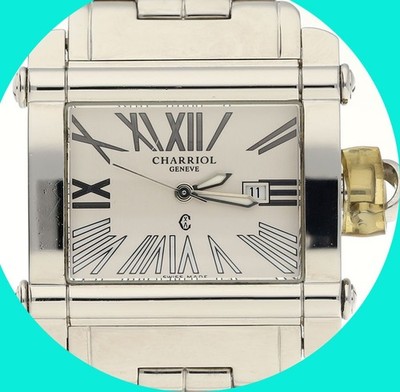 Charriol Geneve Swiss Quartz Date Watch 33x28MM CCHL Fits to 6 .75'' Wrist
