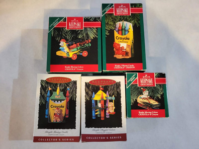 HALLMARK Keepsake CHRISTMAS Ornament CRAYOLA Crayon  Set of Five (5)