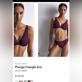 Aubade Paris New in box Rosessence plunge lux Triangle Lace Bra berry 36B NWT 🔥