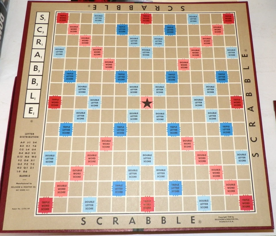 Vintage 1953 Scrabble Board Game 100% Complete 100 Tiles Selchow & Righter USA - Image 4 of 4