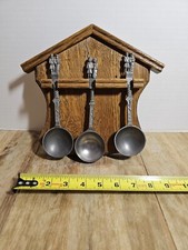 Vintage Dutch Pewter Spoon Wedding King William III & Queen Mary 7"with holder