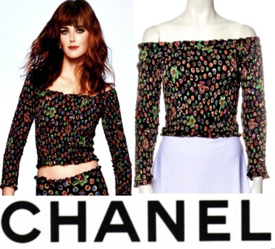 New Chanel 2021 2022 Black Jewel Pink Red Top 34 36 2 4 6 T Shirt jacket 22c S M