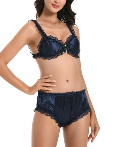 Silky Satin Frilly Lace Sissy French Knickers Briefs Panties Sizes S-XXL - Picture 47 of 129