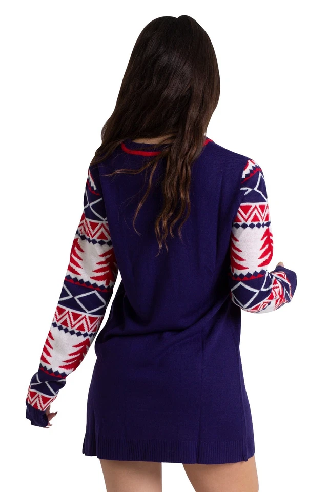 Ladies Christmas Jumper Womens Party Xmas Novelty Knitted Tunic Retro Red Dress - Image 4 of 4