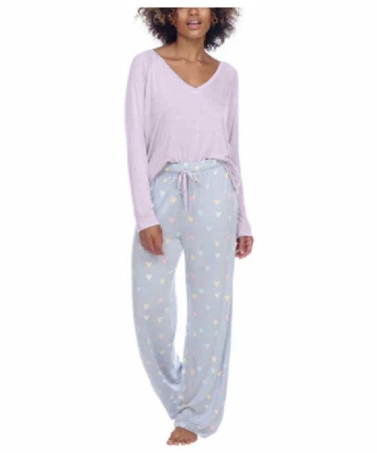 Conjunto de pijama de 3 piezas de manga larga, pantalones y camisa de dormir Honeydew para mujer talla grande Foto 2 de 3