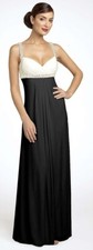 JS Boutique Beaded Crisscross Matte Jersey Gown Size 8, Black, Ivory 