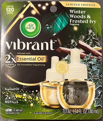 2 Count Air Wick Vibrant Scented Oil Refills - Winter Woods & Frosted Ivy
