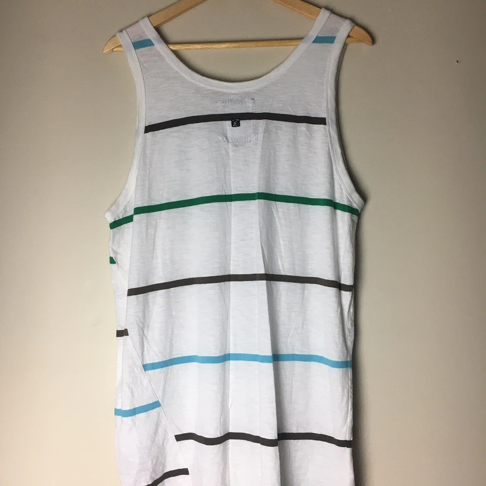 Volcom Shirt Tank Top White Short Sleeve Crew Neck Striped VOLCOM Tank Top L - Image 3 of 4