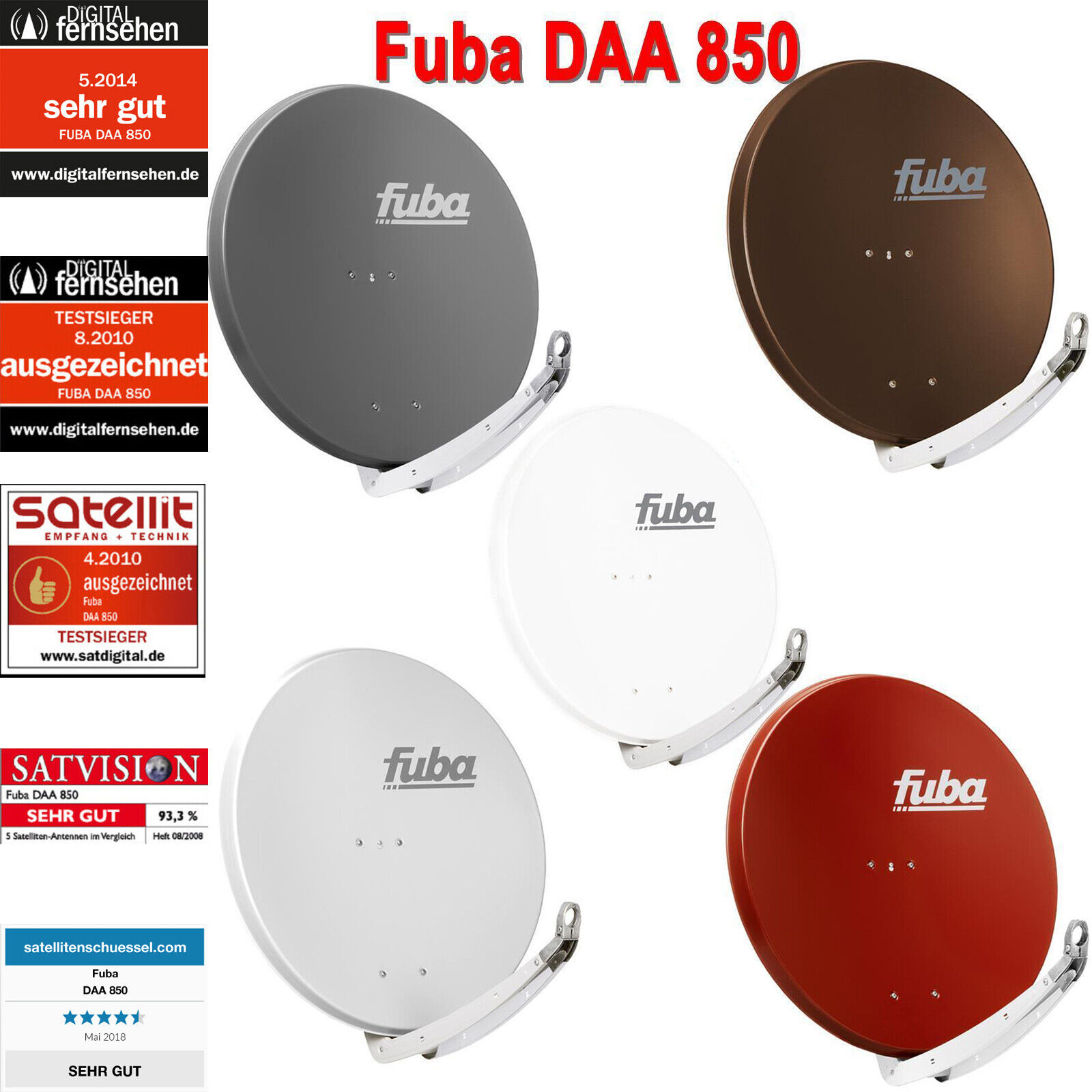 Thumbnail - Fuba Daa 650 / 780 / 850 Alu Satellitenschüssel Sat Antenne Anlage