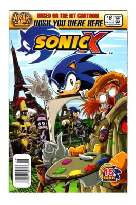 SONIC X , #8, VF+(8.5), ARCHIE COMICS , RARE, NEWSSTAND *
