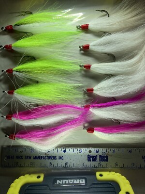 TUNA , BLUE FISH, ROCK FISH, BUCKTAIL TEASERS, 9/0 STAINLESS , 12 PACK