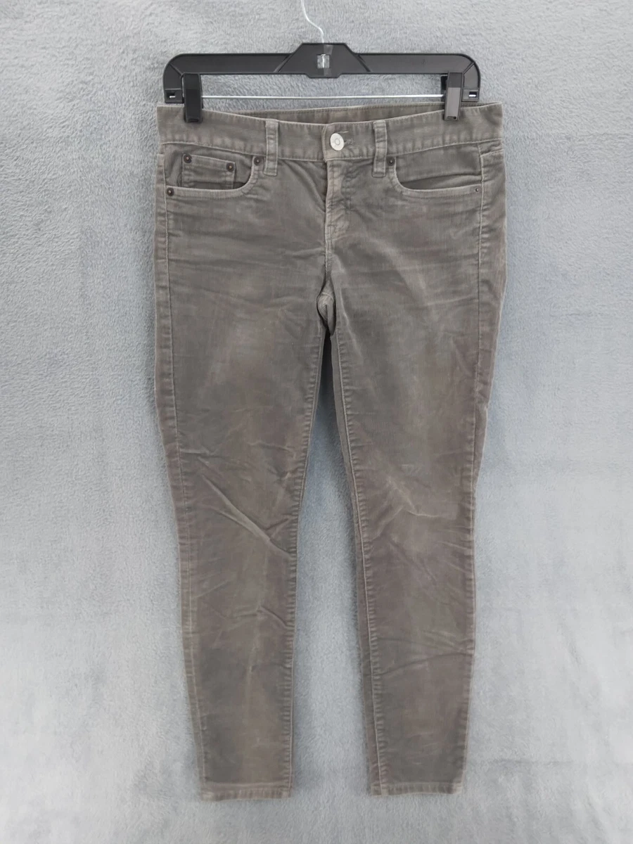 J Crew Corduroy Pants Women Sz 25 Gray Straight Leg Pockets Cotton Casual
