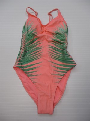 pink swimsuit with palm leaves