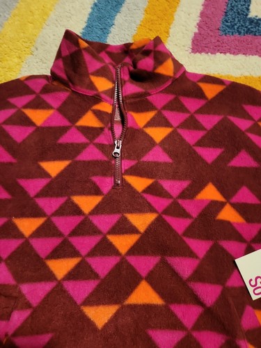 NWT Girls L(10/12) SO Micro Fleece Partial Zip Burgundy Warm Shirt Top - Picture 5 of 8