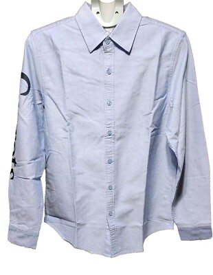 CARROTS By Anwar Carrots Blue Button Down Long Sleeve Arm Logo Shirt -Size Large