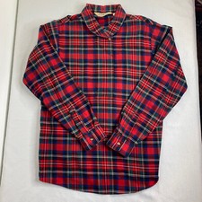 Vintage LL Bean Shirt Size 10 Women's Red Plaid Flannel Made in USA Popover