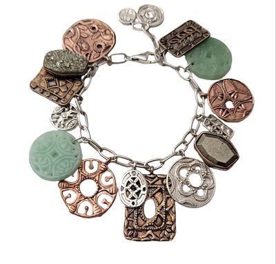 Silpada Sterling Silver Asian Element, Copper Bronze Coin Jade