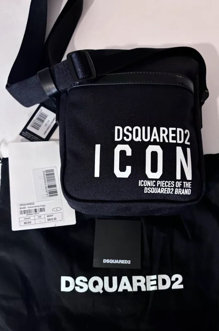 Dsquared2 ショルダーバッグ $602Dsquared2 Man Black polyamide - Cow Leather Be Icon