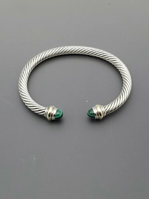 David Yurman 5mm Cable Classics Bracelet with Malachite 14K