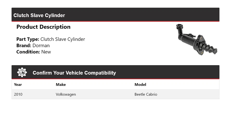 For 2010 Volkswagen Beetle Cabrio Dorman Clutch Slave Cylinder - Image 2 of 4