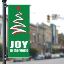 Joy to the World w/Tree Stock Design Holiday 36"x90" Pole Banner FREE SHIPPING