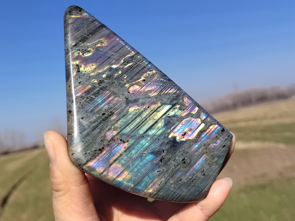 1.27LB Natural Labradorite Quartz Spectrolite Crystal Mineral Specimen Healing