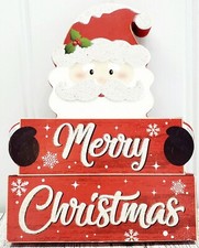 Merry Christmas Santa Farmhouse D cor Wood Table Top Sign 5"x6.5"