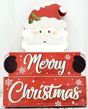Merry Christmas Santa Farmhouse Décor Wood Table Top Sign 5"x6.5"