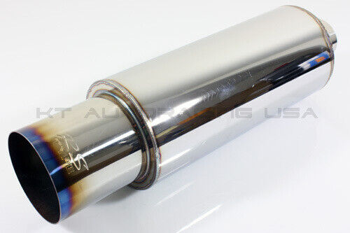 2.5" INLET/4" OUTLET STAINLESS MAGNAFLOW STYLE MUFFLER EXHAUST TITANIUM BURN TIP
