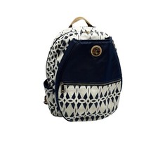 Spartina 449 Daufuskie Island Tennis Backpack White Blue Geometric Linen Leather
