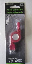 E-Circuit 1.0 AMP 29.5 In Micro USB Cabel Retractable Cord Charge Data New!