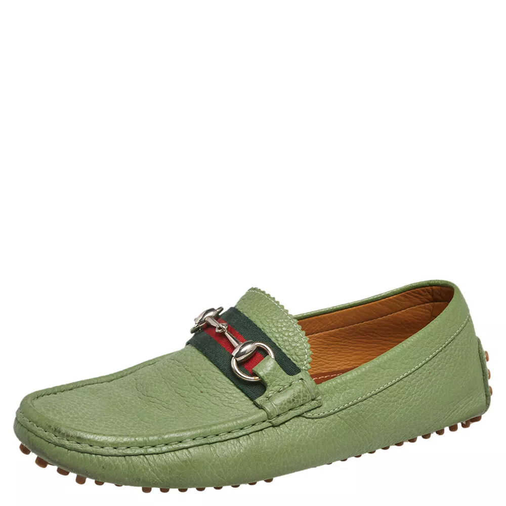 Mocassins à enfiler en cuir vert Gucci taille 40