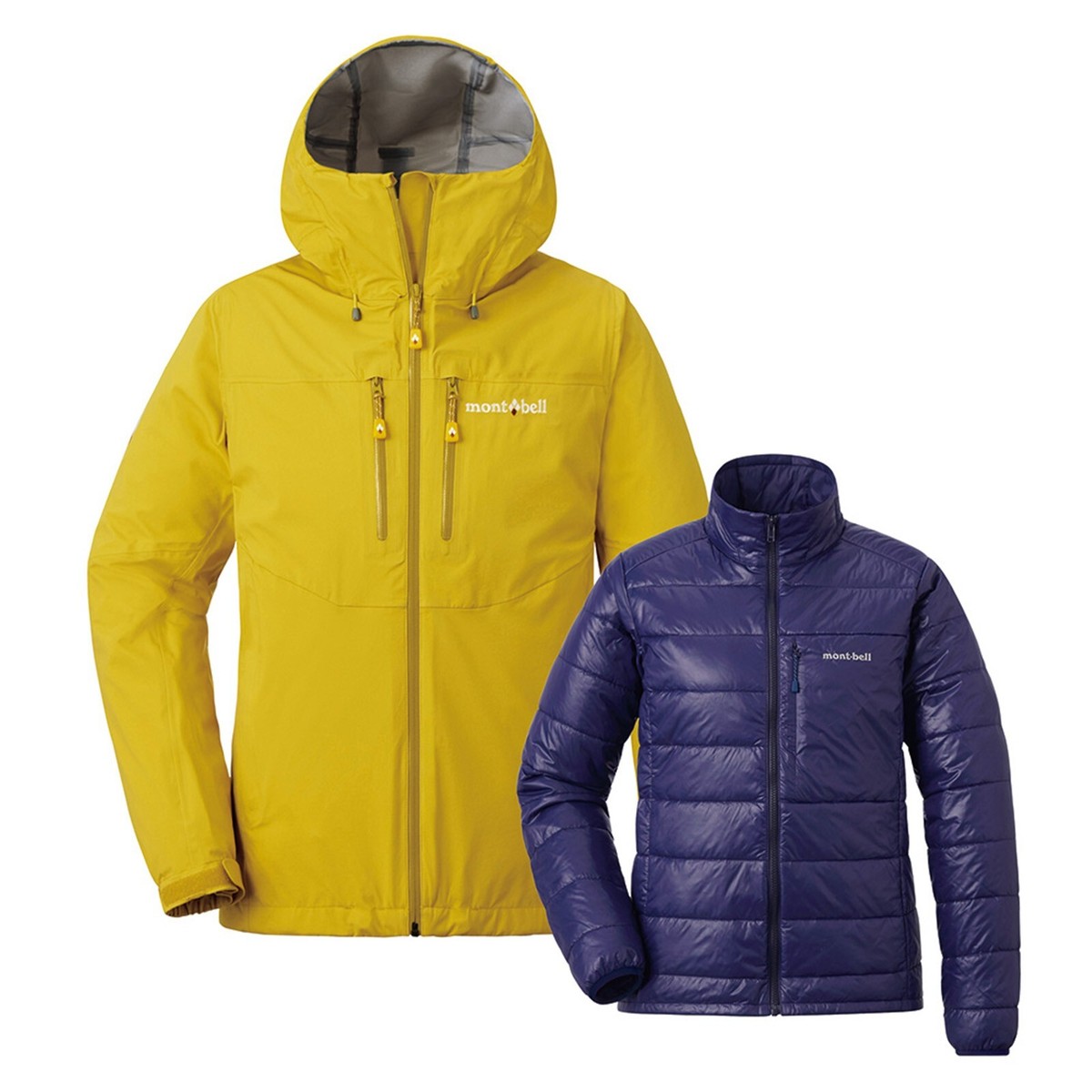 mont-bell 3in1 Fall Line Parka M Yellow Snow Sports Hoodie Jacket