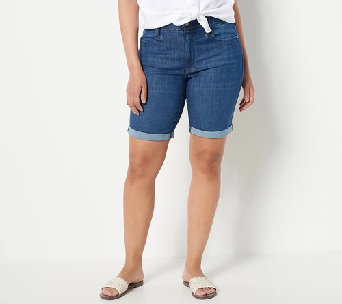 NYDJ Higher Rise Lightweight Denim Ella Shorts - Dazzling (Reg 00) a522321 --