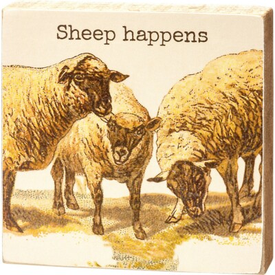 Sheep Happens Novelty Pun Wood Sign PBK