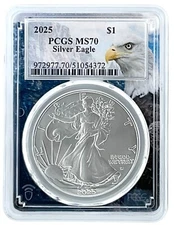 2025 1oz Silver Eagle PCGS MS70 - Eagle Picture Frame