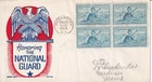 STAMP US SCOTT 1017 "National Guard" 3 CENT  1953 BLOCK OF 4 FDC - A
