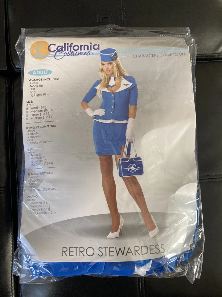 Disfraz de azafata retro California para mujer pequeño USADO Foto 2 de 3