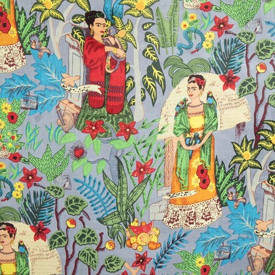 50 Yards Fabric Indian Gray Frida Hand Printed Cotton Fabric Sewing Fabrics